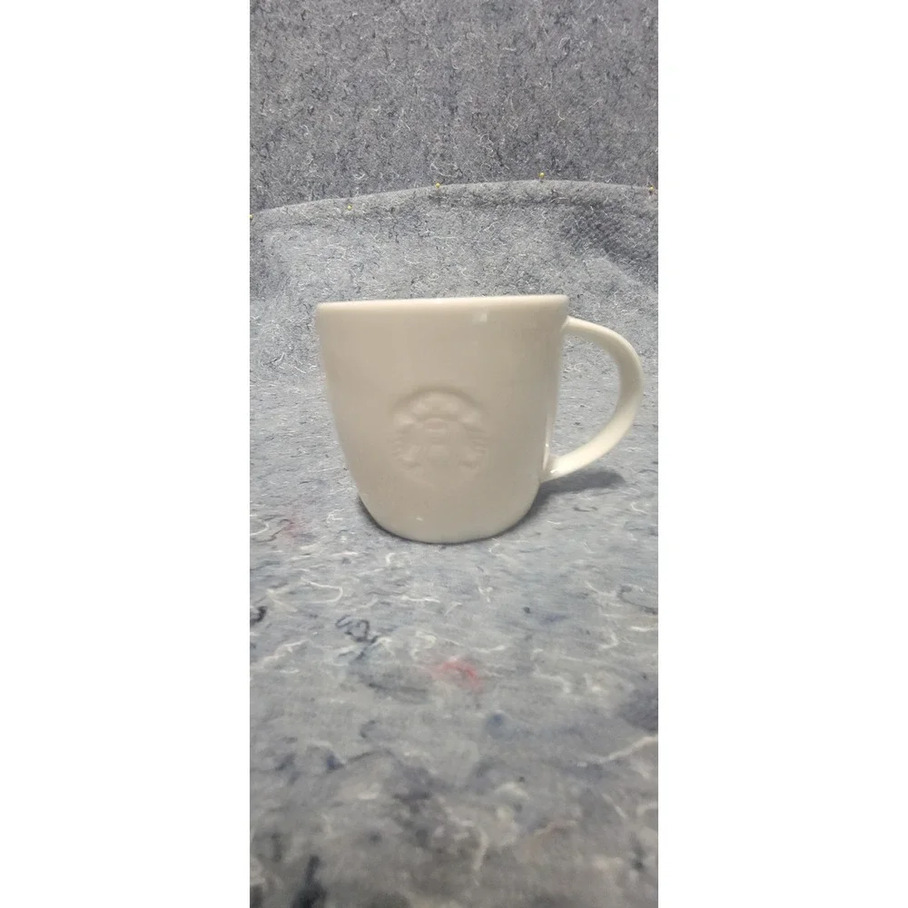Starbucks 2010‎ White Embossed Siren Mermaid Logo Coffee